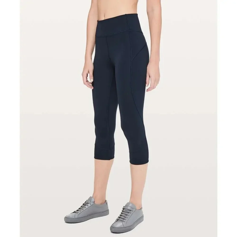 Lululemon In Movement Crop Everlux True Navy Size 12